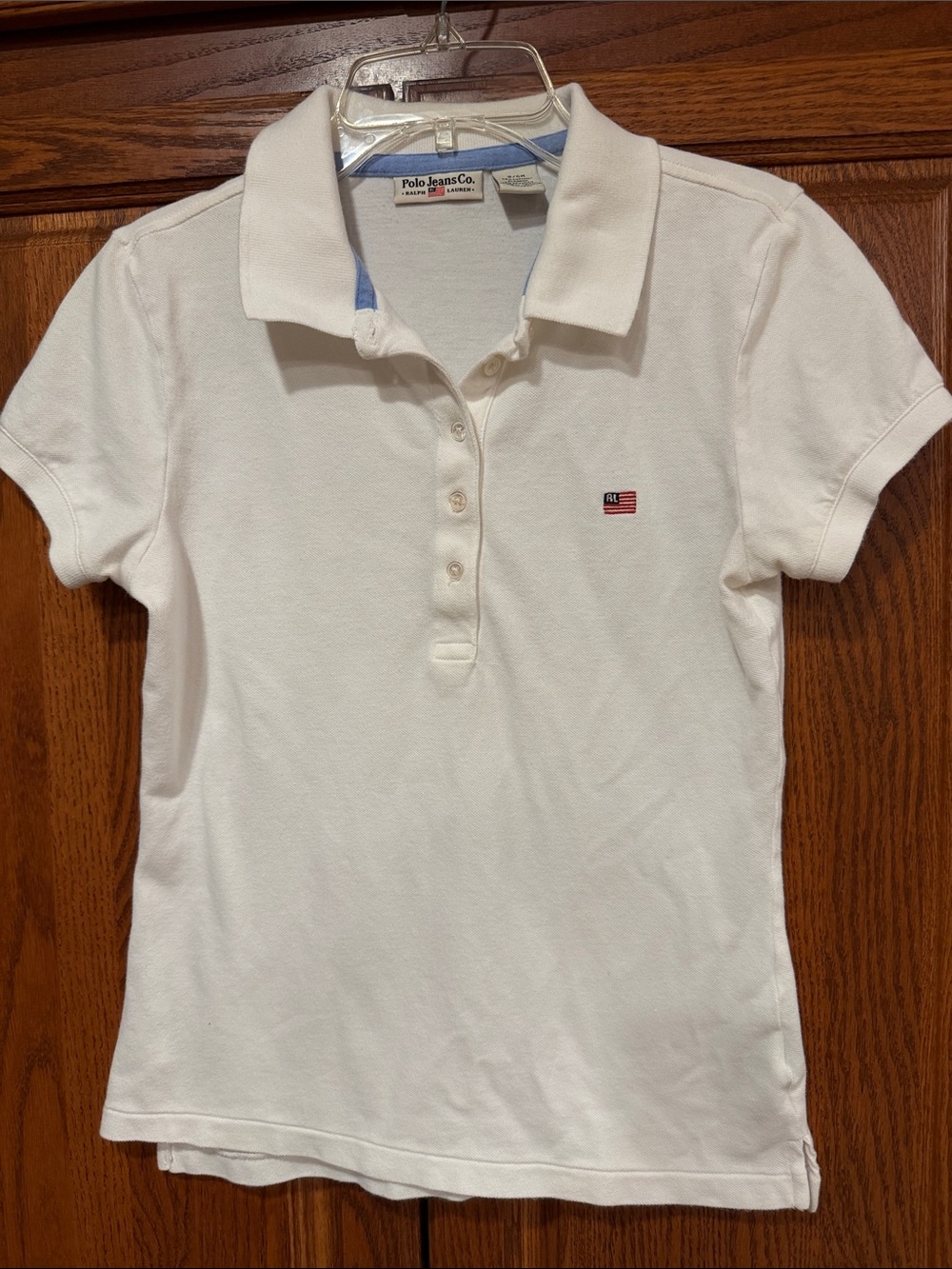 Ralph Lauren White Polo with Flag Patch